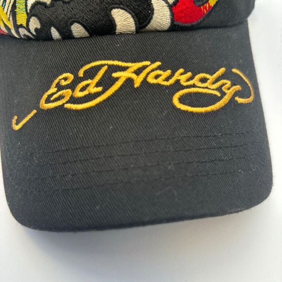 Ed Hardy Embroidered Skull Trucker Cap - Unisex - Picture 3 of 10